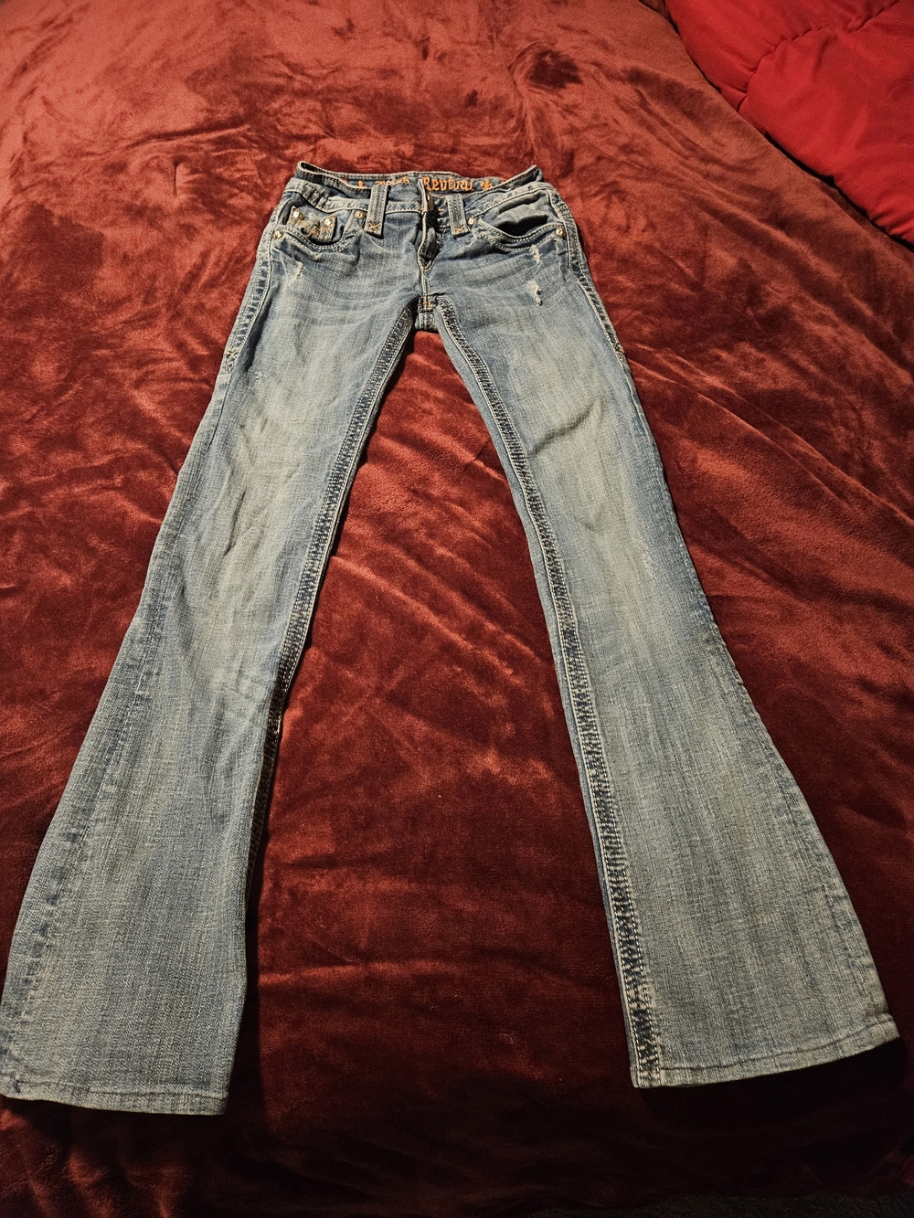 Rock Revival Light Blue Flare Jeans for Women